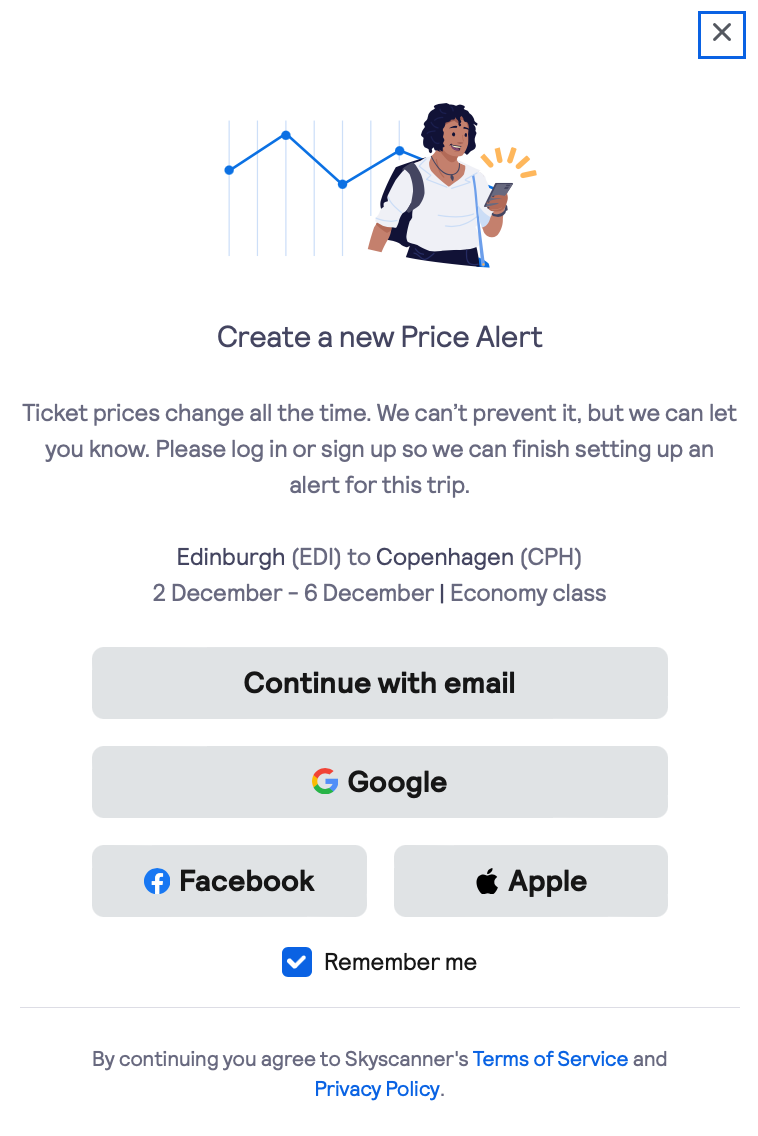 Skyscanner Price Alerts Feature - How To Sign Up